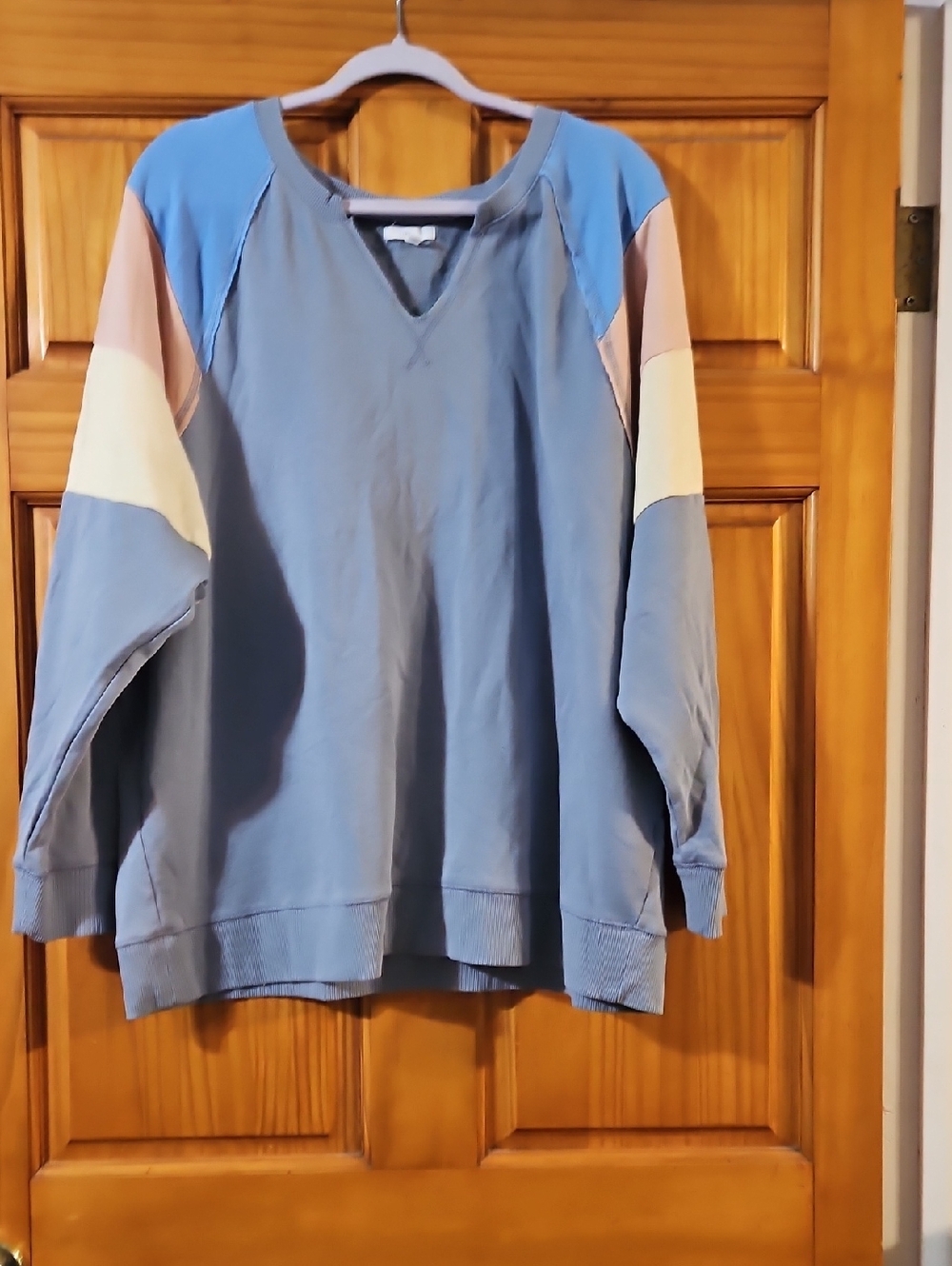Maurices Plus Size Notch Neck Colorblock Sweatshirt